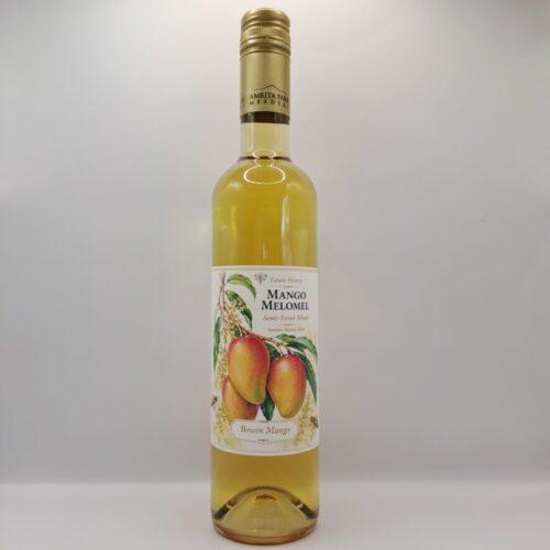 Bottle of Bowen Mango Mead made with macadamia honey and Australian mangoes by Amrita Park Meadery