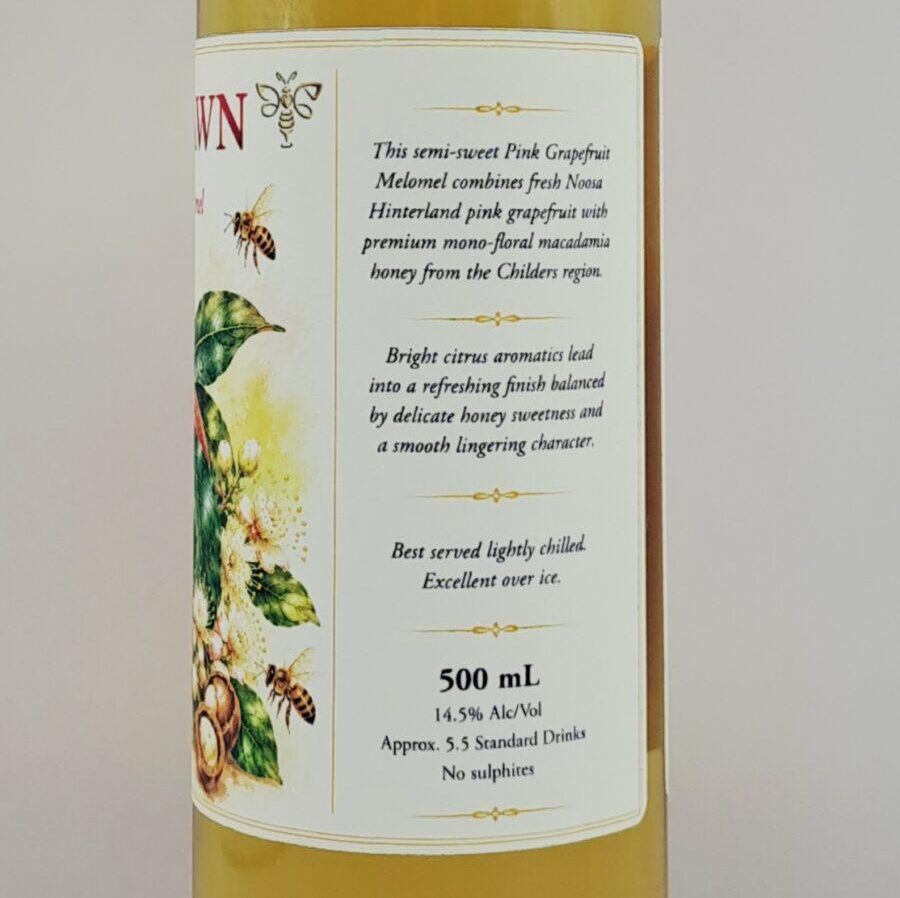 Pink Grapefruit Mead side label